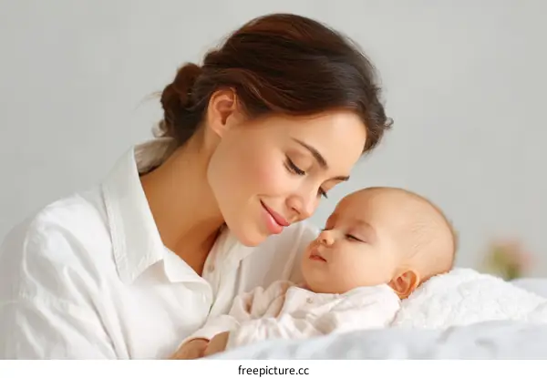 Mother and Baby Bonding Moment of Love