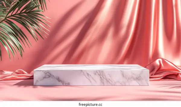 Elegant Marble Display Stand with Satin Backdrop