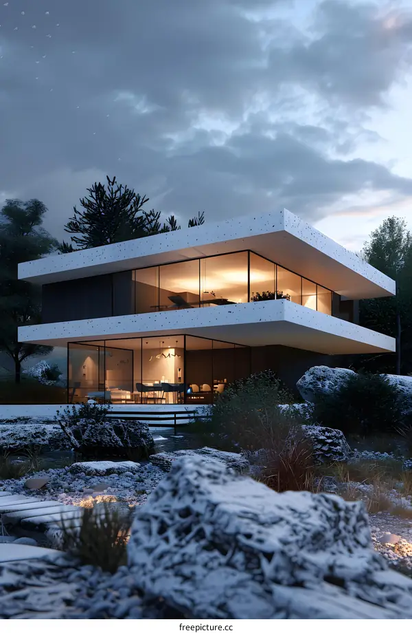 Modern Minimalist House Design with Large Windows
