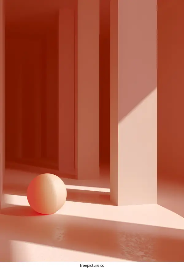Abstract Minimalist 3D Render of a Sphere in a Pink Room