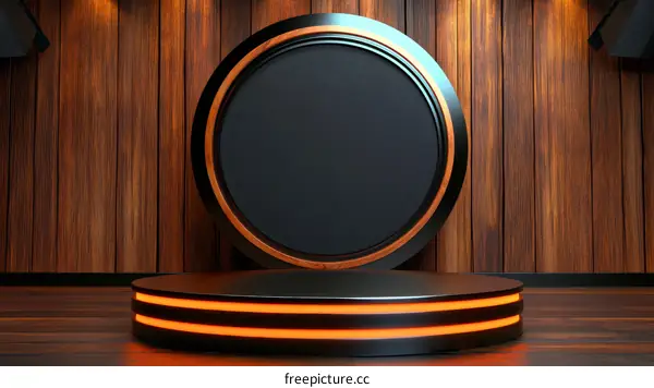 Modern Wooden Display Podium with Circular Frame