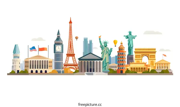 Famous Landmarks of the World Illustrated