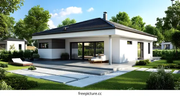 Modern House Design With Backyard Patio