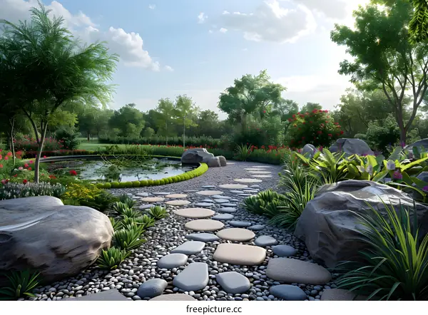The landscape design of the garden