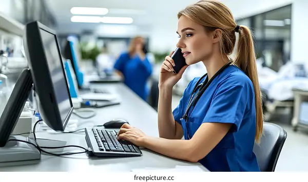 Female Caucasian Medical Professional Working in a Hospital