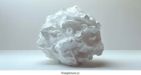 White crumpled object on white background