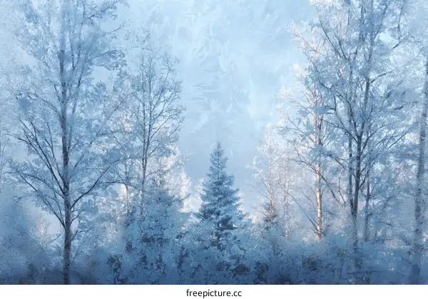 Winter Wonderland Frozen Forest Scene