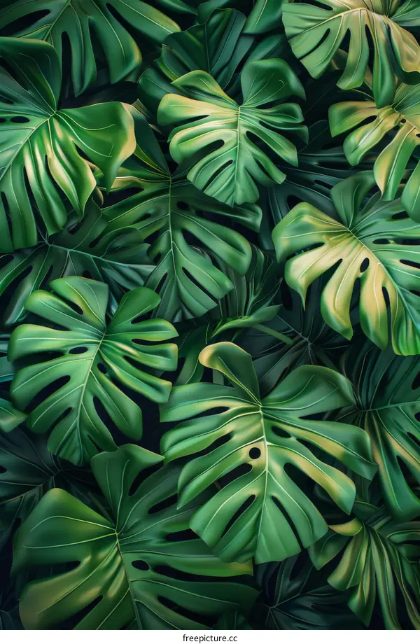 Tropical Monstera Leaves Pattern Background