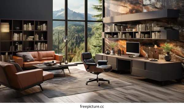 Modern Home Office with Stunning Mountain Views