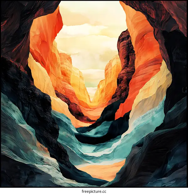 Abstract Canyon Landscape Painting