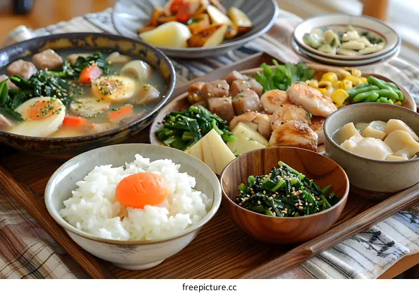 Japanese meal on a table