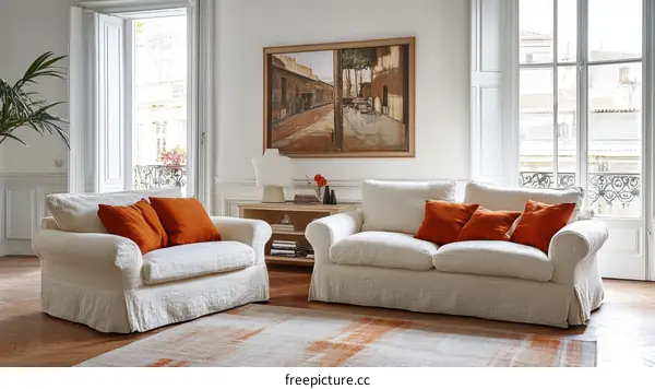 Cozy Living Room Setting with Two Sofas