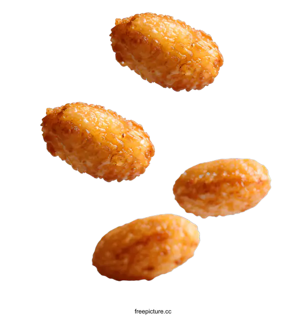 [Transparent Background PNG]Four Deep Fried Rice Balls in Mid Air