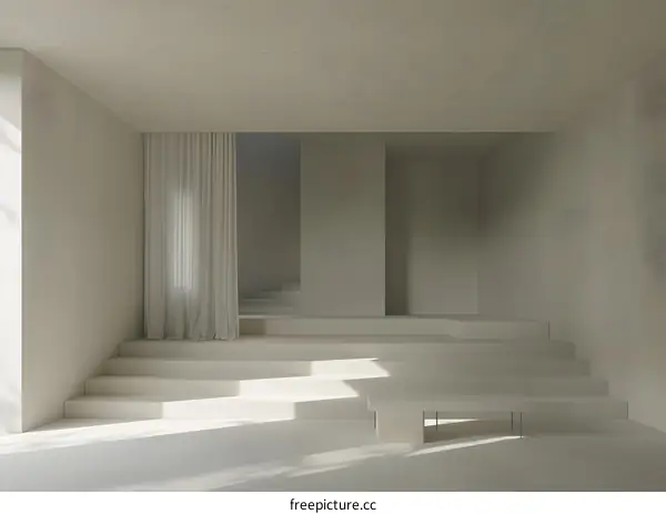 Minimalist Interior Design with White Walls and Stairs