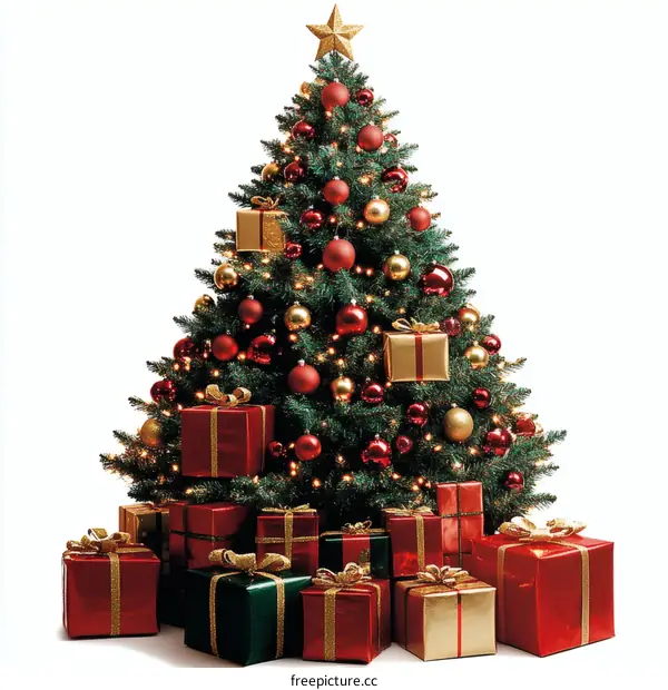 Christmas Tree Decorated with Gifts