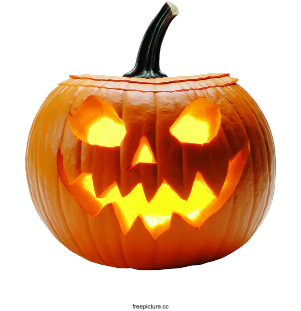 [Transparent Background PNG]Halloween Pumpkin Carving with Glowing Eyes and a Scary Face