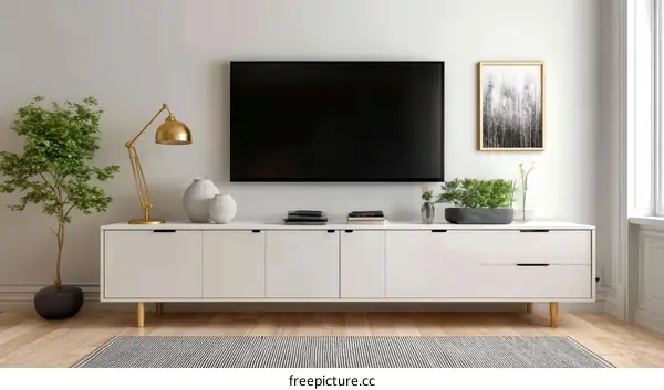 Modern Living Room Interior Design with TV and Cabinet