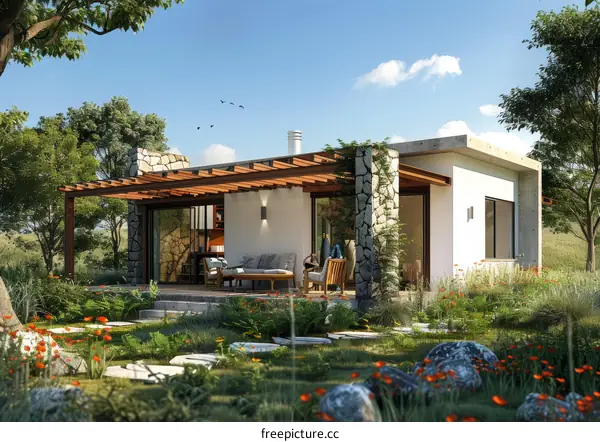 Small modern house with natural elements