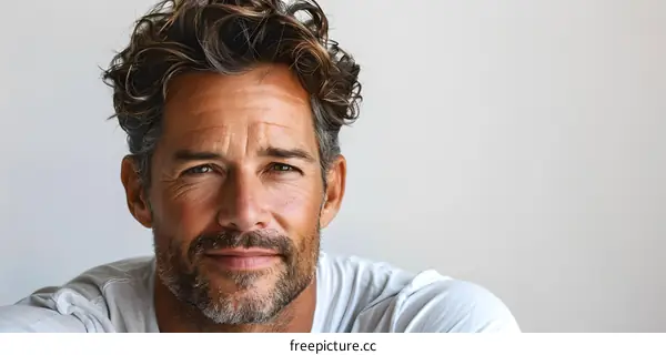 Portrait of a handsome man with curly hair