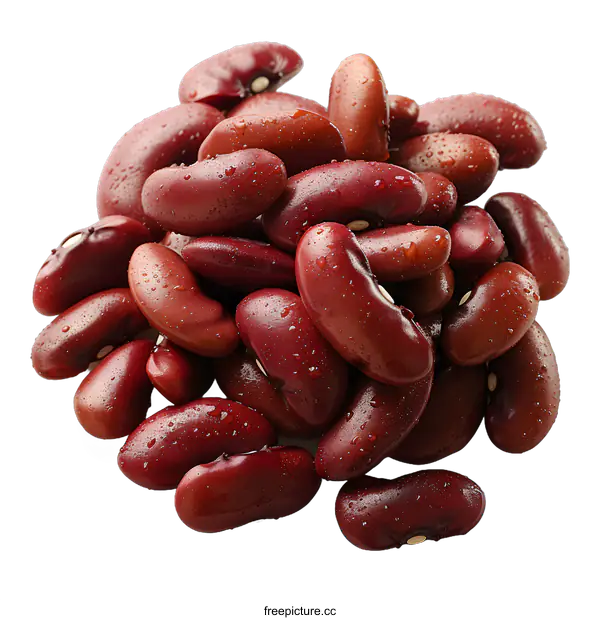 [Transparent Background PNG]Pile of red kidney beans with water drops