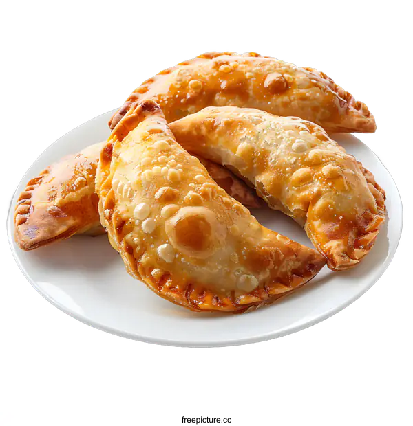 [Transparent Background PNG]Freshly baked Empanadas on a Plate