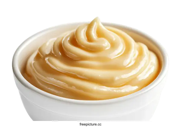 [Transparent Background PNG]Closeup Creamy Sauce in a White Bowl