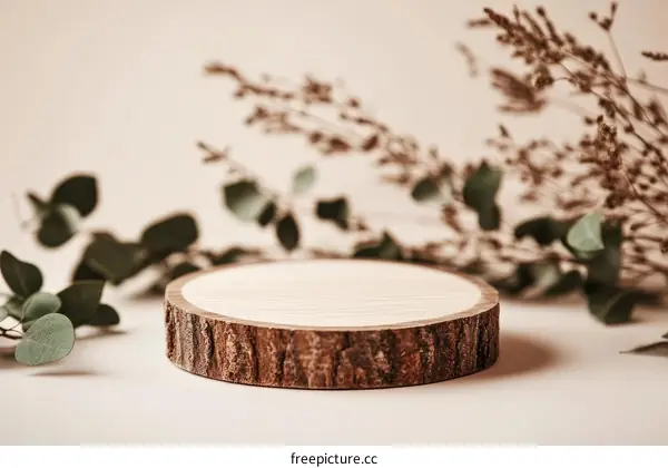 Wooden Slice Display Stand with Natural Elements