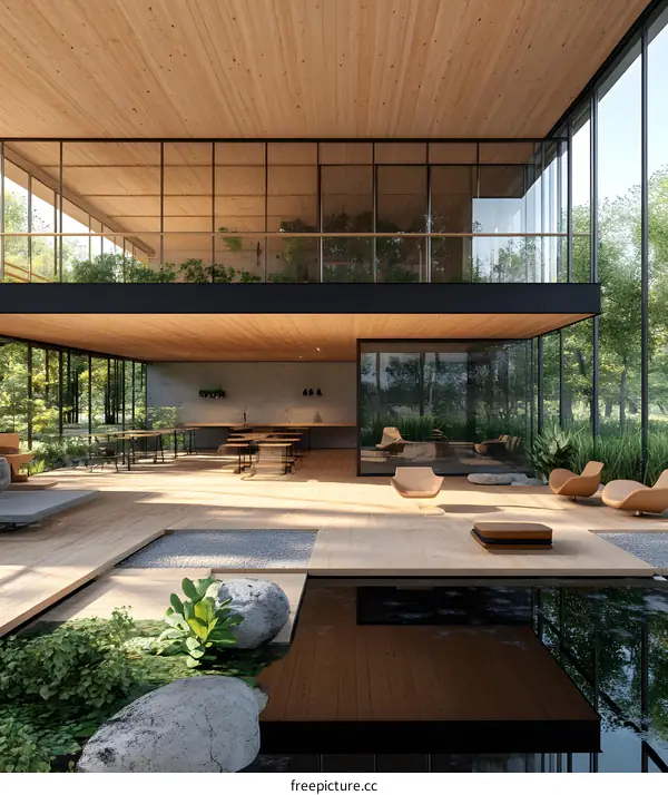 Modern Minimalist Architecture House with Glass Walls