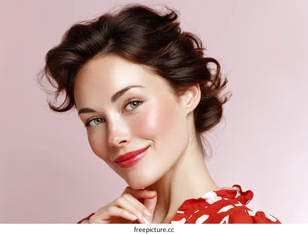 Close-up Portrait of a Woman with Elegant Makeup and Hairstyle