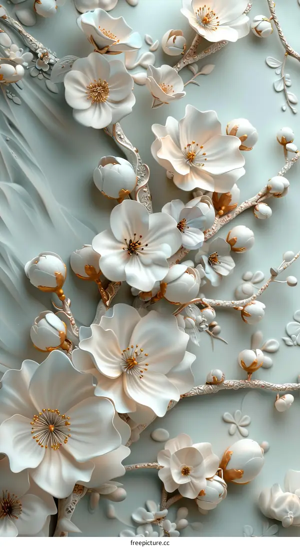 3D Floral Wall Mural Design