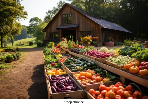 Abundant Harvest: Fresh Vegetables and Fruits at a Farmer's Market