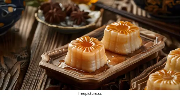 Closeup of Traditional Chinese Flower Shaped Cake