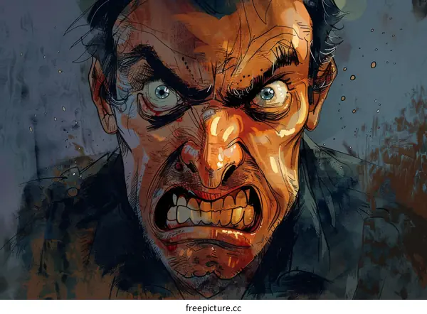 man with a distorted angry face