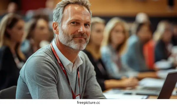 Attentive Audience Member at a Conference