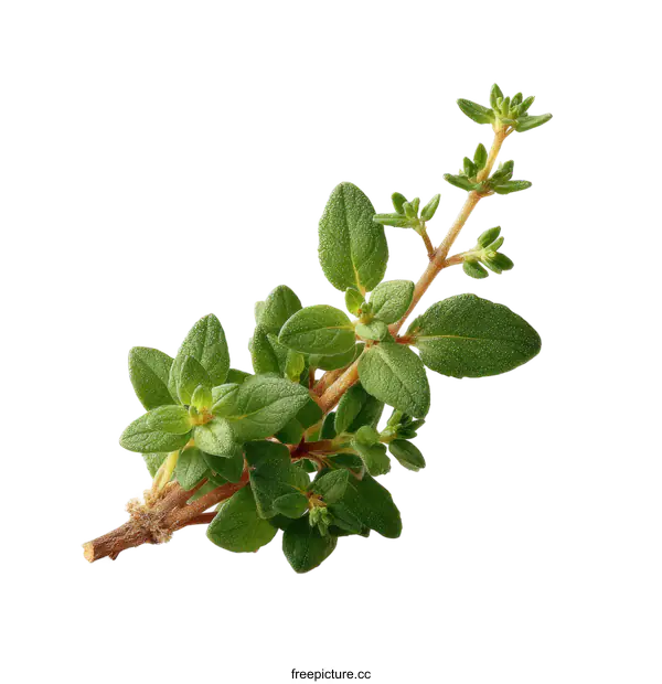 [Transparent Background PNG]Fresh Thyme Sprig Close Up