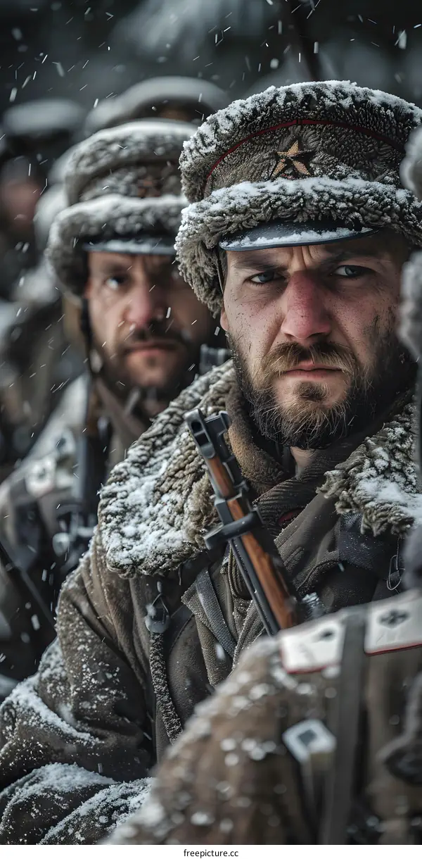 A group of soldiers in the snow