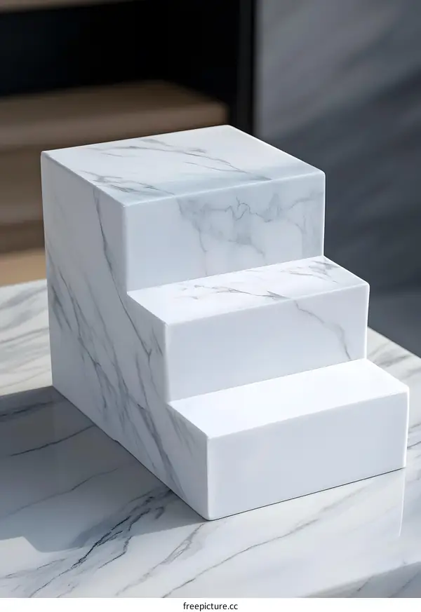 White Marble Steps Platform Display Stand