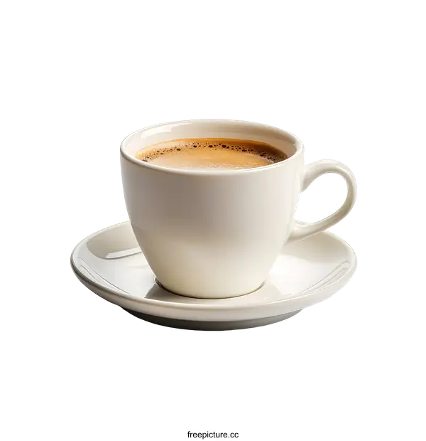 [Transparent Background PNG]Aromatic Coffee Cup and Saucer on White Background