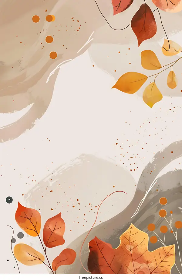 Autumn Leaves Abstract Watercolor Background