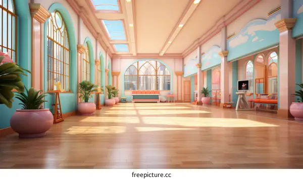 Bright and Airy Dance Studio with Glass Windows and Wooden Floor