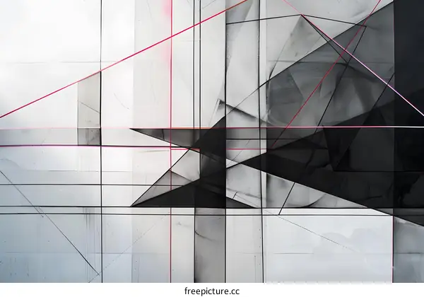 Abstract Geometric Design with Lines and Shapes in Black and White