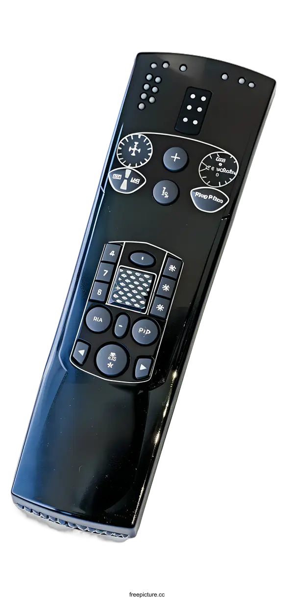 [Transparent Background PNG]Black Remote Control with Buttons and Display