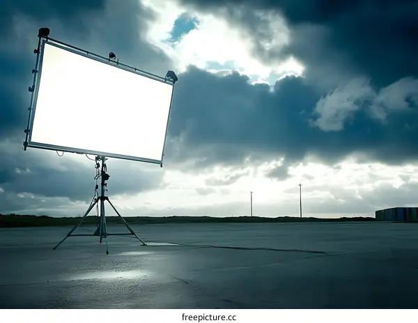 White Lighting Panel Setup Under Cloudy Sky