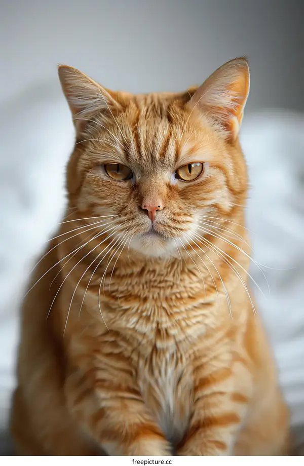 Close-up portrait of a ginger cat looking at the camera