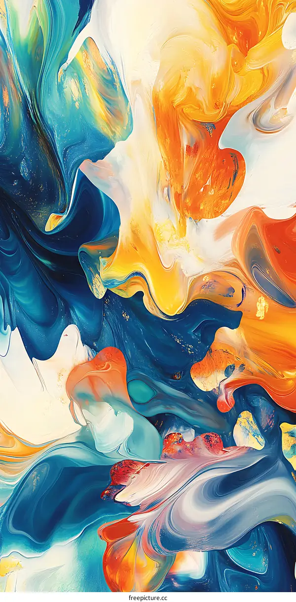 Abstract Colorful Swirling  Painting Background