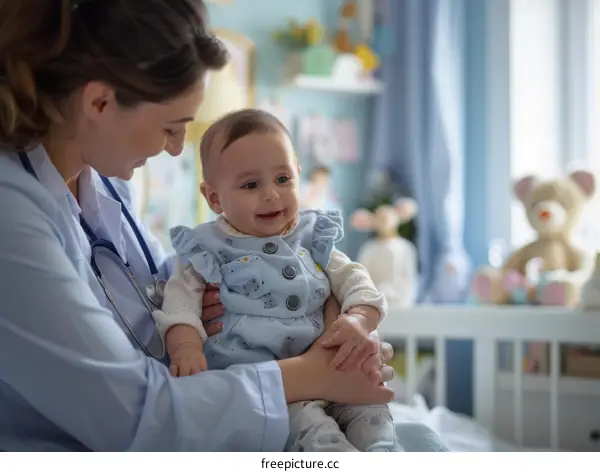 Pediatrician examining a baby