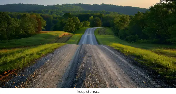 A long and winding road through the countryside