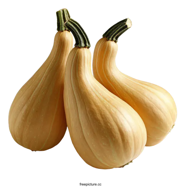 [Transparent Background PNG]Three Decorative Butternut Squash in Closeup