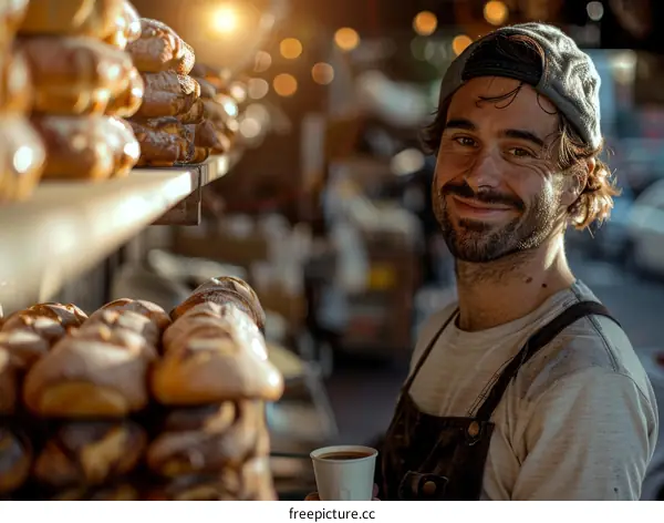 Portrait of a smiling baker in a bakery