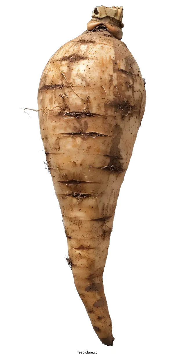 [Transparent Background PNG]Closeup of a Parsnip Root Vegetable with Dirt